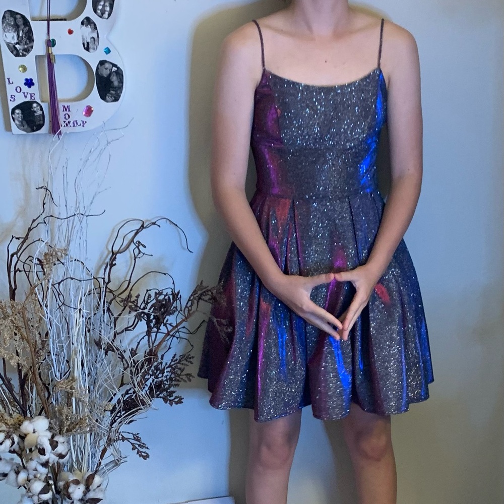 Betsy & Adam Blue and Pink Prom Dress - Picture 4 of 4
